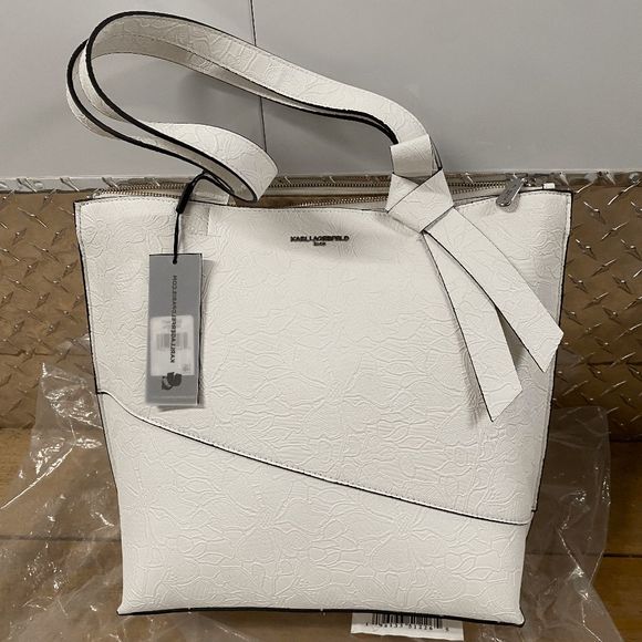 KARL LAGERFELD PARIS NWT Chantelle Floral Lace Tote -Winter White Purse, MP $168 - Picture 9 of 12